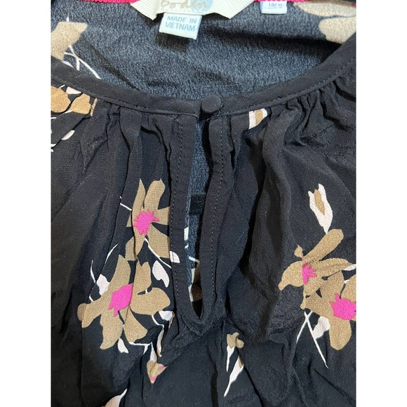 BODEN Women Top Size 4 Black Brown Pink Floral Keyhole Blouse Long Sleeve - Picture 8 of 9